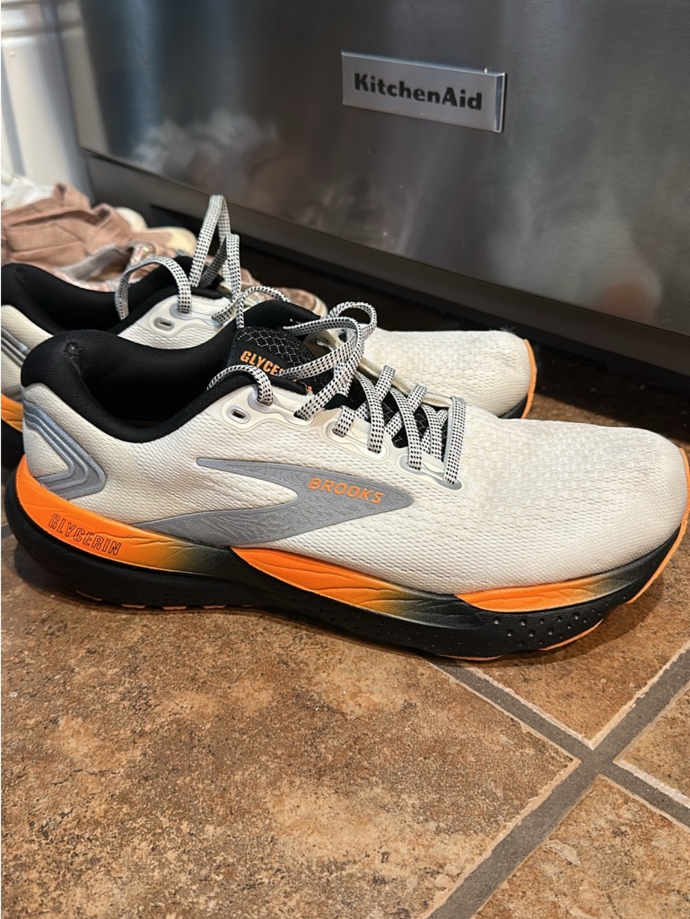 Brooks Men's Running Shoes in White, Orange & Black